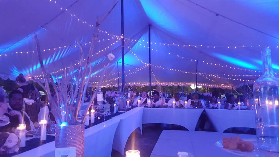 Uplighting in tent